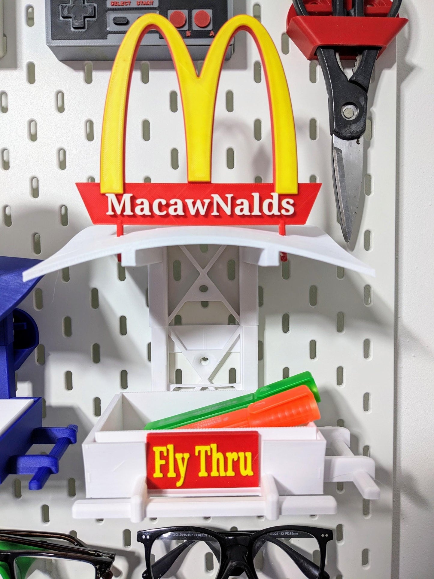 Budgie King Fly Thru caged & aviary bird feeder. Canaries Finches Parrots Lovebirds Cockatiel seed tray . Ikea Skadis compatable holder