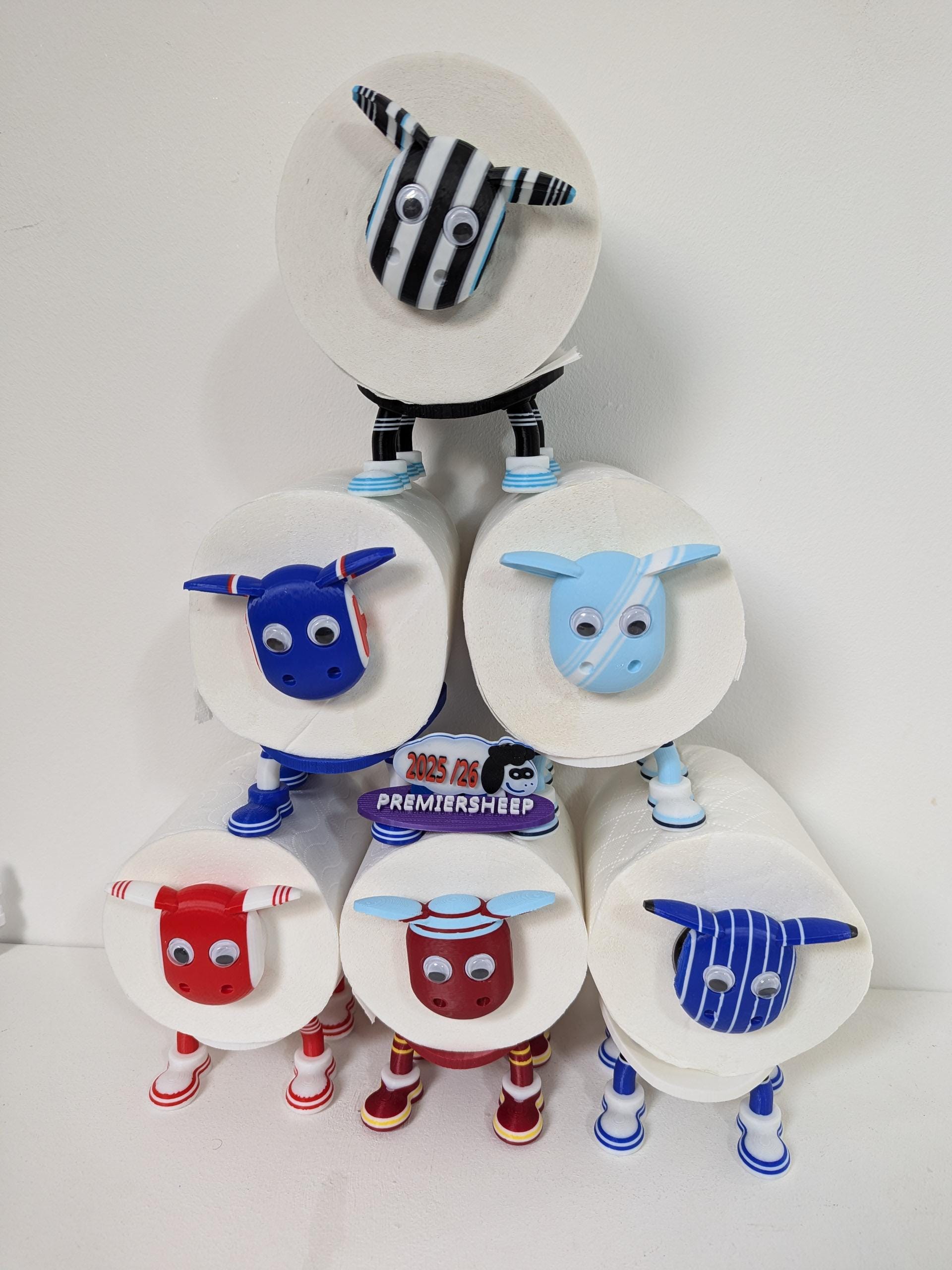 Premiersheep Newcastle United Toilet roll holder featuring the "Shepherds Check" and "Greggs blue" trim for the 2025/26 season Universal fit