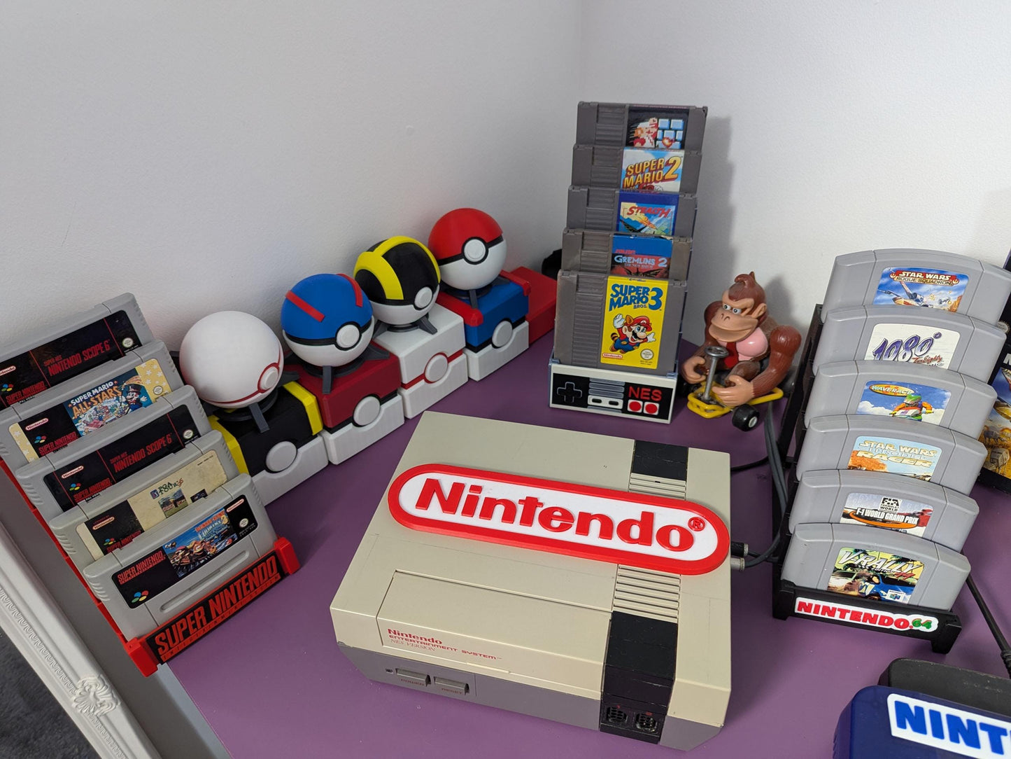 Pokéball Game Card Holder | Switch or DS Interior | 8-Card Storage | Original, Great, Ultra & Premier Styles | Includes Display Stand