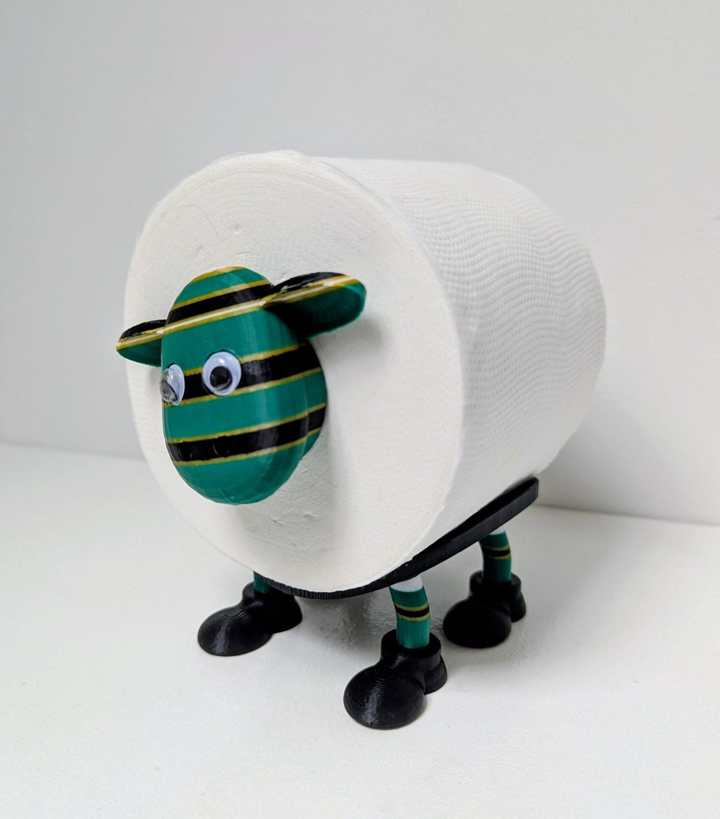 Northampton Saints Rugby Union SuperSheep Toilet Roll Holder | Funny Black Green Gold Sheep Bathroom Decor for Jimmies Fan