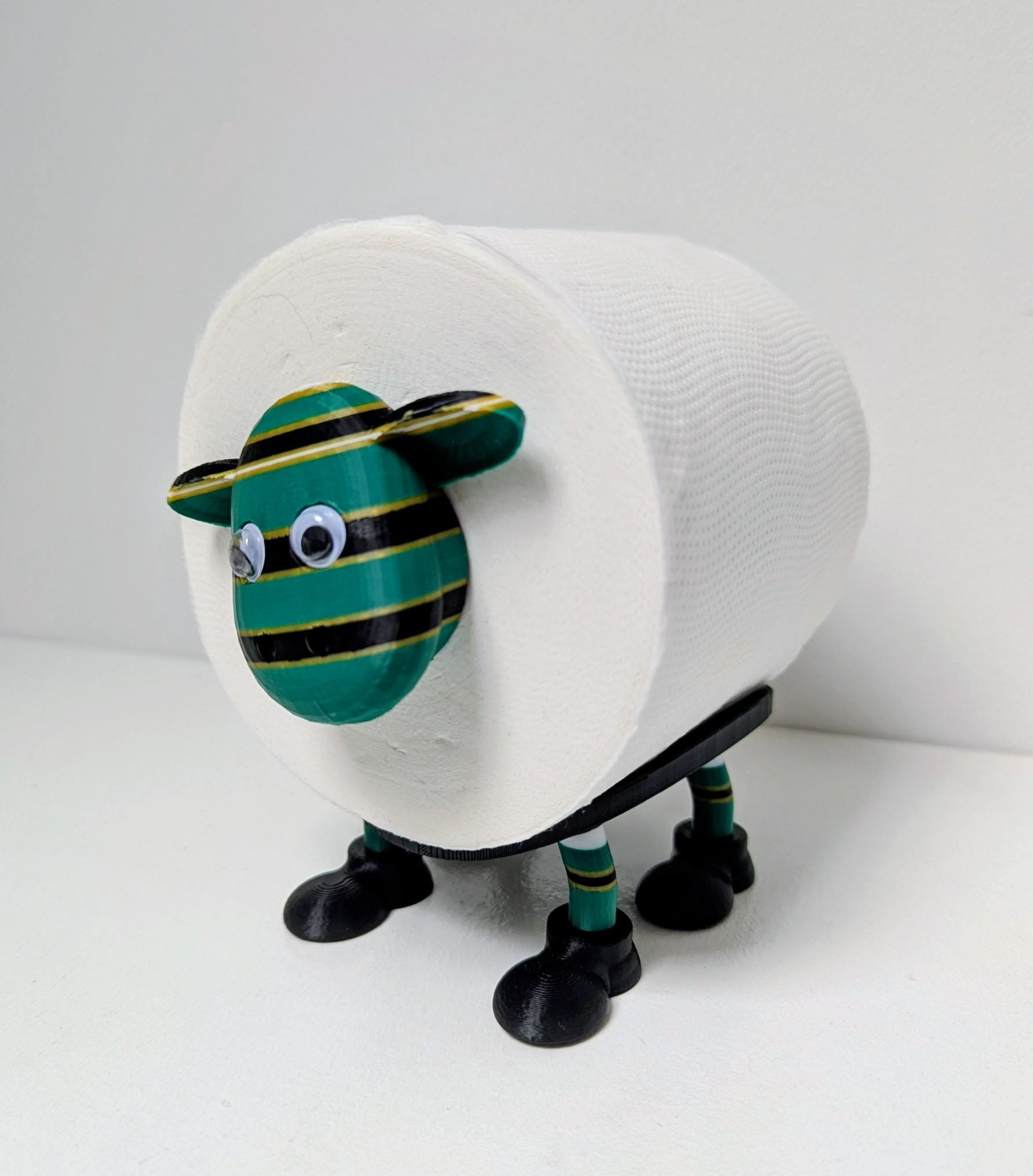 Northampton Saints Rugby Union SuperSheep Toilet Roll Holder | Funny Black Green Gold Sheep Bathroom Decor for Jimmies Fan