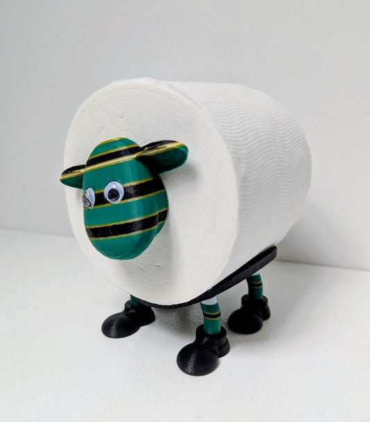 Northampton Saints Rugby Union SuperSheep Toilet Roll Holder | Funny Black Green Gold Sheep Bathroom Decor for Jimmies Fan