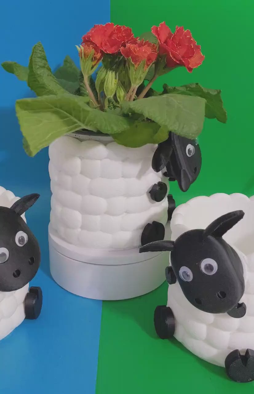 Adorable 3D Printed Sheep Planter - Cute Animal Plant Pot for Succulents & Small Plants choice of 3 to brighten up your indoor flowers.