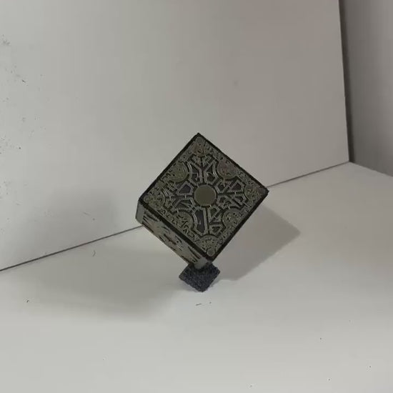 Hellraiser storage cube, non functioning Lament configuration puzzle for jewelry, money, trinket, key, sd card box. WITH STAND