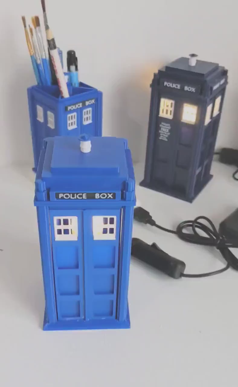 Tardis Night light Dr Who themed 1 watt white USB powered led bulb. Police Telephone public phone box hand made in Matt Navy or Medium Blue