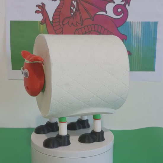 Wrexham FC welsh  Premier Sheep toilet roll holder with the red dragons customised football boots and  pin badge holder.