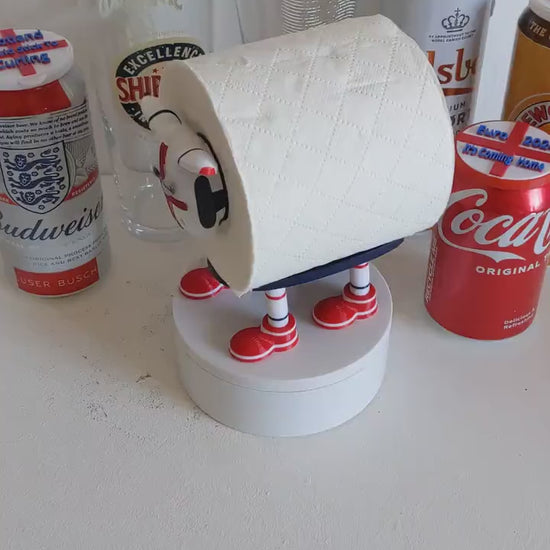 ENGLAND Euro 2024 football Sheep toilet roll holder. Special hand painted 3d Edition tissue dispenser.