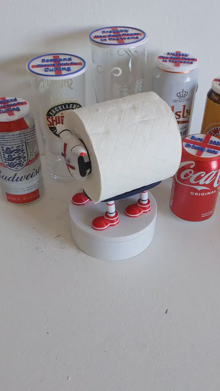 ENGLAND Euro 2024 football Sheep toilet roll holder. Special hand painted 3d Edition tissue dispenser.