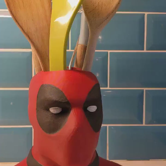 Deadpool universal kitchen utensil holder Large size hand made and painted