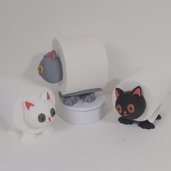 Cute Cat spare toilet roll holder. Kitten lover gift. Unique hand made novelty bathroom decor