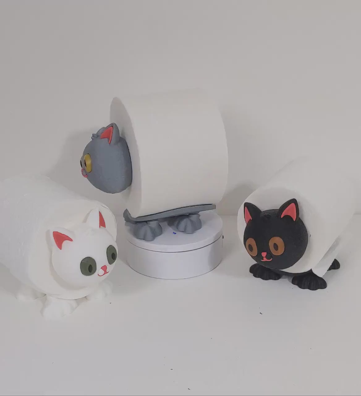 Cute Cat spare toilet roll holder. Kitten lover gift. Unique hand made novelty bathroom decor