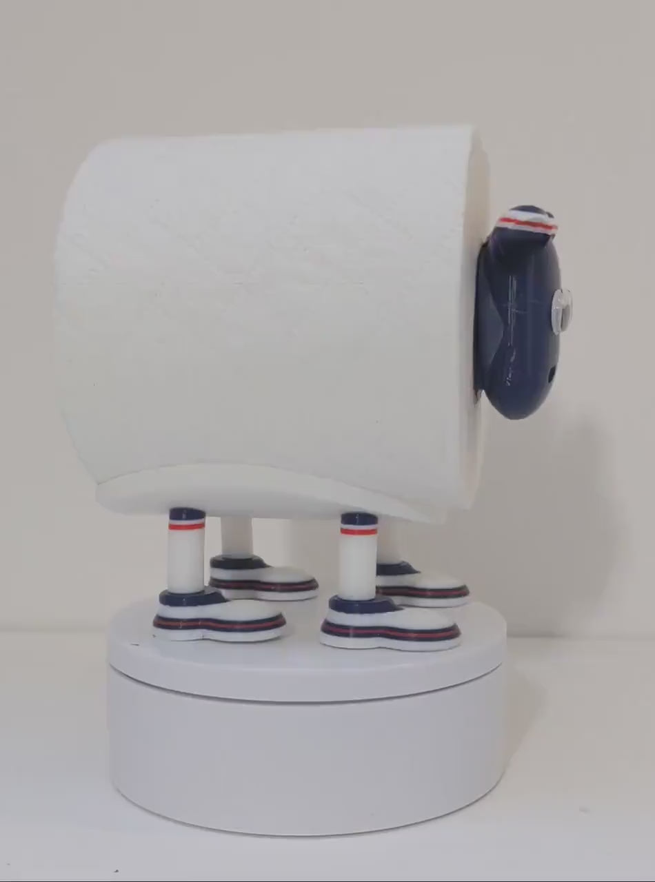 Dundee Scottish Premier Sheep toilet roll holder. 2025 Home shirt with the dees customised football boots.