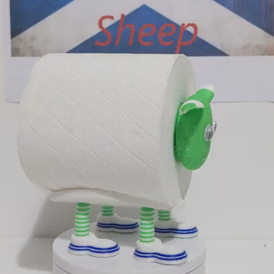 Hibernian FC Scottish Premier Sheep toilet roll holder with the Hibbies customised football boots and hibs pin badge holder.