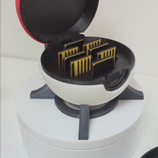 Pokéball Game Card Holder | Switch or DS Interior | 8-Card Storage | Original, Great, Ultra & Premier Styles | Includes Display Stand